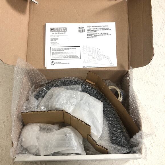 Delta Kayra Roman Tub Faucet Trim Matte Black T2733-BL New Open Box - Picture 2 of 11